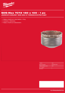 MILWAUKEE SDS-Max TCT Core Cutters - Two Piece Design 4932367308 A4 PDF