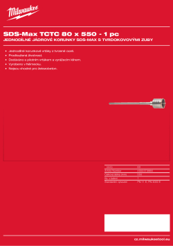MILWAUKEE SDS-Max TCT Core Cutters - One Piece Design 4932373886 A4 PDF