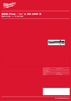 MILWAUKEE SDS-plus - 1/2″ x 20 UNF 1. Sklíčidlový adaptér s přídržným šroubem. 4932367166 A4 PDF