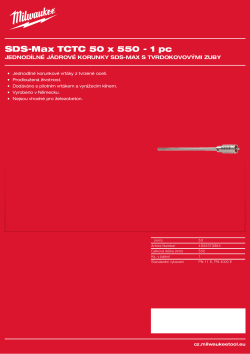 MILWAUKEE SDS-Max TCT Core Cutters - One Piece Design 4932373884 A4 PDF