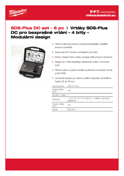 MILWAUKEE Sada vrtáků SDS+ DC s odsáváním (6 ks) 4932471162 A4 PDF