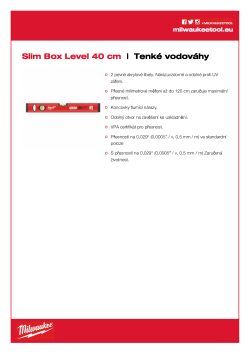 MILWAUKEE Tenká vodováha 40 cm nemagnetická 4932459090 A4 PDF