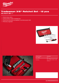 MILWAUKEE Ráčnový set ⅜″ 12 ks 48229001 A4 PDF
