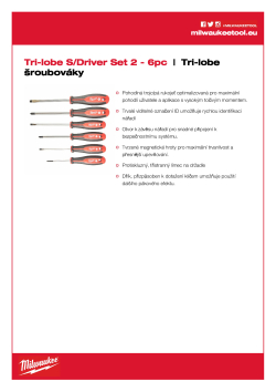 MILWAUKEE Tri-lobe šroubováky sada 2 (6 ks) 4932471807 A4 PDF