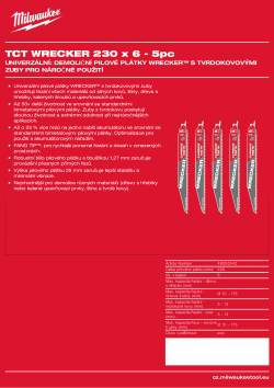 MILWAUKEE Pilový plátek WRECKER s karbidovými zuby 230 × 6 TPI - 5 kusů 48005542 A4 PDF