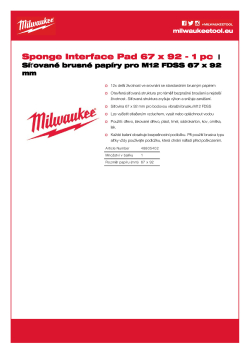 MILWAUKEE Brusná podložka nástavec 67x92 HL pro M12FDSS 48805402 A4 PDF