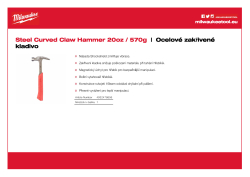 MILWAUKEE Ocelové zakřivené kladivo 20oz / 570g 4932478656 A4 PDF