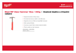 MILWAUKEE Ocelové kladivo s trhacími čelistmi 16oz / 450g 4932478653 A4 PDF