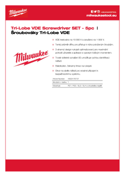 MILWAUKEE Sada šroubováků Tri-Lobe VDE - 5 ks 4932478737 A4 PDF