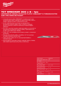 MILWAUKEE Pilový plátek WRECKER s karbidovými zuby 300 × 6 TPI - 1 kus 48005243 A4 PDF