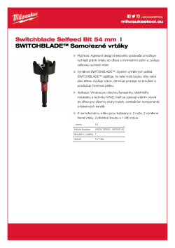 MILWAUKEE Impact Rated Switchblade™ Selfeed Drill Bits 4932479500 A4 PDF