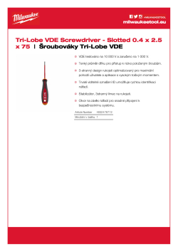 MILWAUKEE Šroubovák Tri-Lobe VDE štěrbinový 0.4 x 2.5 x 75 4932478712 A4 PDF