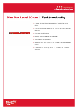 MILWAUKEE Tenká vodováha 60 cm nemagnetická 4932459091 A4 PDF