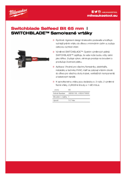 MILWAUKEE Impact Rated Switchblade™ Selfeed Drill Bits 4932479502 A4 PDF