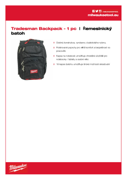 MILWAUKEE Pracovní batoh Tradesman 4932464252 A4 PDF