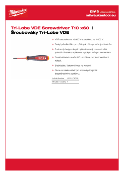 MILWAUKEE Šroubovák Tri-Lobe VDE T10 x60 4932478728 A4 PDF