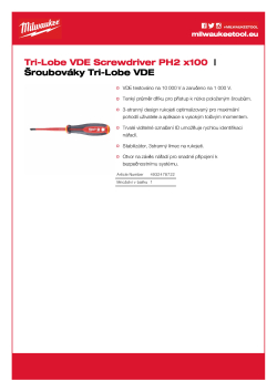 MILWAUKEE Šroubovák Tri-Lobe VDE PH2 x100 4932478722 A4 PDF