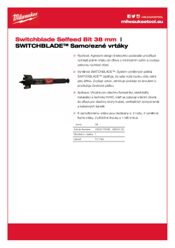 MILWAUKEE Impact Rated Switchblade™ Selfeed Drill Bits 4932479498 A4 PDF