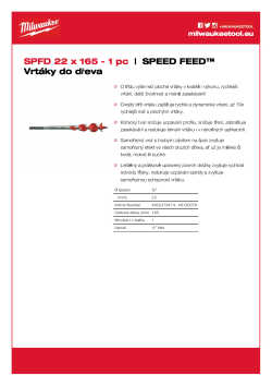 MILWAUKEE Speed Feed™ Wood Drill Bits 4932479474 A4 PDF