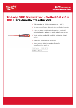 MILWAUKEE Šroubovák Tri-Lobe VDE štěrbinový 0.5 x 3 x 100 4932478713 A4 PDF