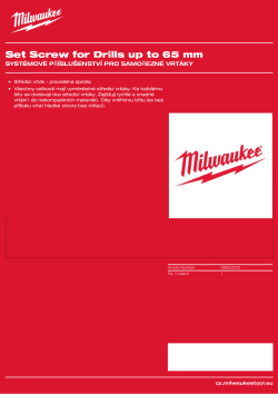 MILWAUKEE Sada upevňovacích šroubů pro vrtáky do 65 mm 6832625 A4 PDF