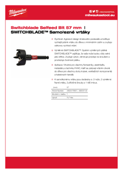 MILWAUKEE Impact Rated Switchblade™ Selfeed Drill Bits 4932479501 A4 PDF
