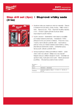 MILWAUKEE Sada stupňovitých vrtáků (3 ks) 48899399 A4 PDF