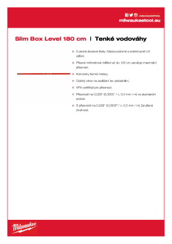 MILWAUKEE Tenká vodováha 180 cm nemagnetická 4932459095 A4 PDF