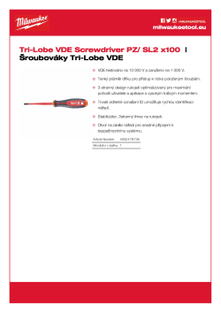 MILWAUKEE Šroubovák Tri-Lobe VDE PZ/ SL2 x100 4932478736 A4 PDF