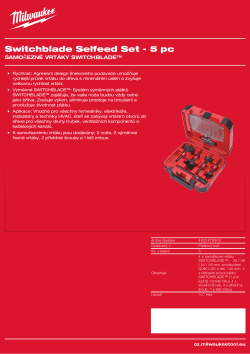 MILWAUKEE Sada samořezných vrtáků SWITCHBLADE™ 5 ks 49225100 A4 PDF