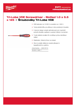 MILWAUKEE Šroubovák Tri-Lobe VDE štěrbinový 1.0 x 5.5 x 125 4932478716 A4 PDF