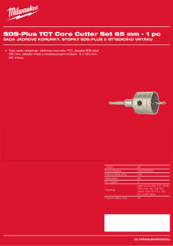 MILWAUKEE Sada jádrové korunky, stopky SDS-plus a středicího vrtáku 4932399295 A4 PDF