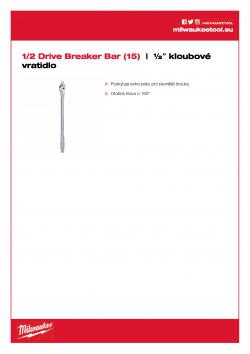 MILWAUKEE 1/2 Drive Breaker Bar ½″ kloubové vratidlo  (15˝) 4932471866 A4 PDF