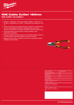 MILWAUKEE VDE kleště na kabely VDE 160 mm 4932464562 A4 PDF