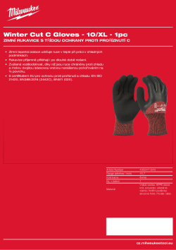 MILWAUKEE Zimní rukavice s třídou ochrany proti proříznutí C - XL/ 10 - 1ks 4932471349 A4 PDF