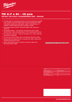 MILWAUKEE HSS-Ground Thunderweb DIN338 Drill bits 4932459838 A4 PDF