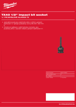 MILWAUKEE Průmyslová hlavice TX40 ½″ 4932478060 A4 PDF