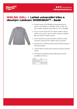 MILWAUKEE Lehké univerzální triko s dlouhým rukávem WORKSKIN™ - šedé 4933478192 A4 PDF