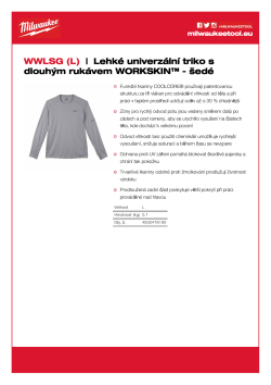 MILWAUKEE Lehké univerzální triko s dlouhým rukávem WORKSKIN™ - šedé 4933478190 A4 PDF