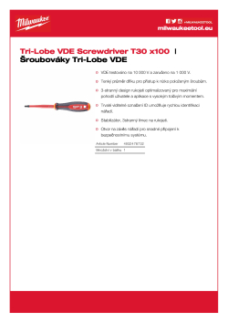 MILWAUKEE Šroubovák Tri-Lobe VDE T30 x100 4932478732 A4 PDF