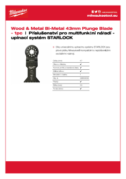 MILWAUKEE Univerzální bimetalový nůž 43 mm pro ponorné řezy zaručuje dlouhou životnost 48906035 A4 PDF