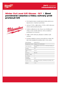 MILWAUKEE Zimní rukavice s třídou ochrany proti proříznutí E - S/7 4932479710 A4 PDF