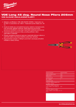 MILWAUKEE VDE dlouhé zakulacené kleště  45° 205mm 4932464565 A4 PDF