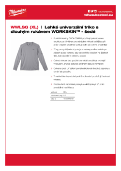 MILWAUKEE Lehké univerzální triko s dlouhým rukávem WORKSKIN™ - šedé 4933478191 A4 PDF