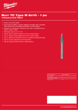 MILWAUKEE Fréza TC typ M 6x10 mm - 1 ks 4932493985 A4 PDF