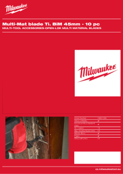 MILWAUKEE Bimetalové ponorné nože s titanovou povrchovou úpravou pro řezání měkkých kovů, šroubů, hřebíků, PVC a sádrokartonu. 48851269 A4 PDF