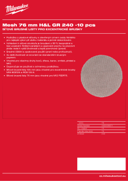 MILWAUKEE Power Grid Mesh Sanding Sheets for Random Orbital Sanders 4932499371 A4 PDF