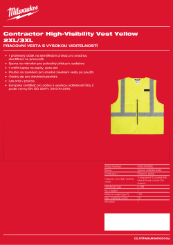MILWAUKEE Pracovní vesta s vysokou viditelností žlutá 2XL/3XL 4932493996 A4 PDF