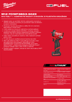MILWAUKEE M12 FUEL™ ⅜″  kompaktní rázový utahovák s třecím kroužkem 4933493452 A4 PDF
