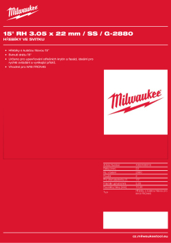 MILWAUKEE 15°RH 3,05x22mm/SS/G-2880k ks 4932499316 A4 PDF